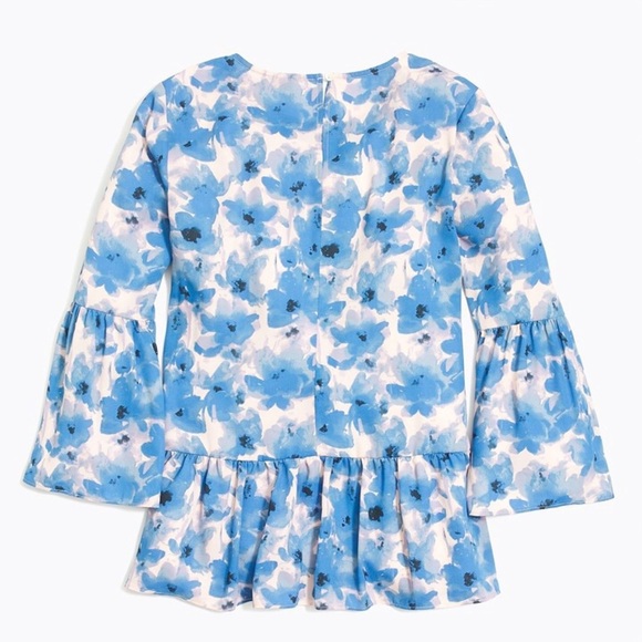 J Crew Blue Floral Print Peplum Blouse Sz XS - Picture 3 of 12